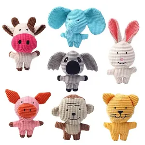 Corduroy Squeaky Dog Toy Cute Animal Plush Chew Toy For Puppy Durable Teething Teeth Cleaning Boredom Relief Interactive Pet Toy