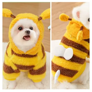 Warm bumblebee dog costume with fleece lining for small dogs like Teddy and Bichon