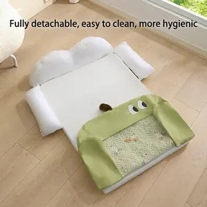 Schattig dinosaurus huisdierbed met ijszijde mat en afneembare wasbare hoes voor katten