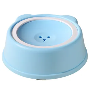 Bol d'eau flottant bleu clair pour animaux avec design d'ours anti-éclaboussures