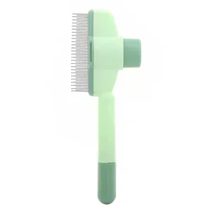 Side view of a professional mint green pet slicker brush for dog and cat grooming