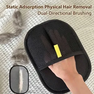 Reusable pet hair removal glove for cat and dog fur cleaning and static grooming
