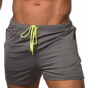 Pantalones Cortos Deportivos para Hombre Secado Rápido Con Bolsillos de Cremallera Cordón de Contraste Ajuste Estrecho para Gimnasio Playa