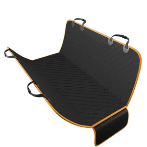 Housse de siège auto étanche en tissu Oxford noir avec bordure orange pour animaux