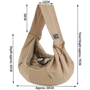 Atmungsaktive beige Haustier-Umhängetasche mit Maßen 50x45cm für Katzen und kleine Hunde