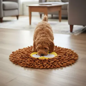 Cute lion-shaped snuffle mat for dogs and cats to encourage natural foraging skills