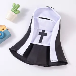 Funny black and white nun habit pet costume for dogs and cats Halloween cosplay outfit