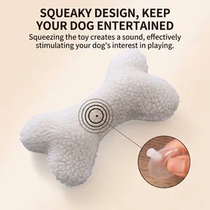 Jouet sonore pour chien en forme d'os en polaire sherpa blanche douce pour jouer