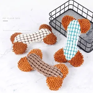Strapazierfähiges quietschendes Plüsch-Knochenspielzeug für Hunde aus weichem Chenille