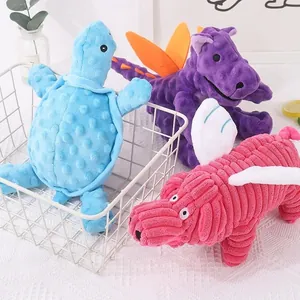 Giocattoli colorati in peluche per cani a forma di tartaruga e dinosauro con fischietto