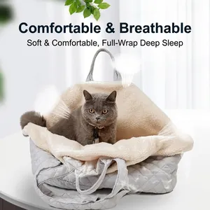 Warme gesteppte Haustiertragetasche mit weichem Plüschfutter für Katzen, Winterstil
