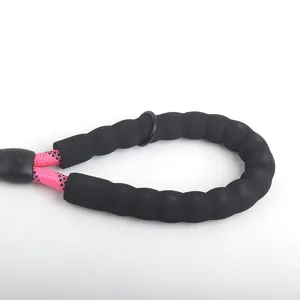 Durable reflective dog leash with soft foam handle for large dogs on white background