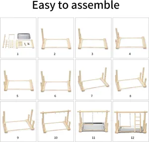 12-step easy assembly guide for wooden parrot training stand and playground