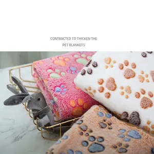 Couverture épaisse en polaire corail pour animaux avec motifs de pattes mignons pour chats