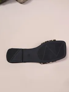 Detail of leopard print slide sandal sole showing anti-slip texture and size 36 mark