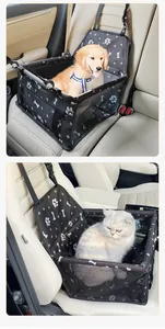 Waterproof car pet booster seat with breathable mesh and paw print pattern
