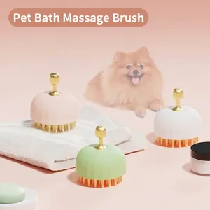 Professional soft silicone pet bath massage brush for cats and dogs in pink and green