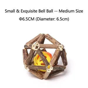 Macro detail of medium 6.5cm Silvervine cat toy ball with a built-in sound bell inside.