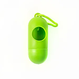 Distributore di Sacchetti per Escrementi a Forma di Pillola Portatile Capsula Porta Sacchetti Con Gancio in Plastica per Animali