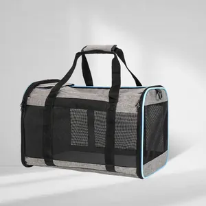 Sac de Transport Pliable Respirant pour Animaux de Compagnie Sac à Main de Voyage Avec Fenêtres en Maille pour Chats et Petits Chiens