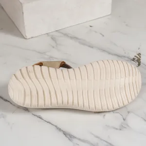 Detailed view of the anti-slip wave texture sole of a women's casual platform sandal