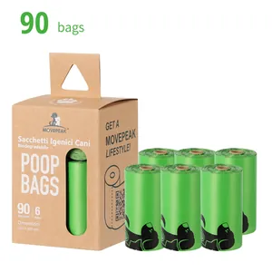 Pack de 90 bolsas biodegradables para excrementos de perro con caja