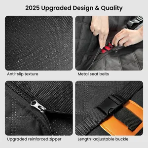 Vue détaillée du tapis de voiture pour chien 2025 avec texture antidérapante et fermeture éclair.