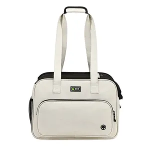 Portable Pet Carrier Bag for Small Dogs and Cats with Large Capacity Cream White