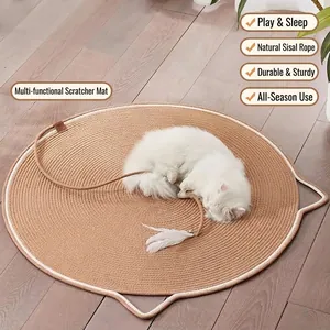Geflochtene Baumwolle Hanfseil Katzenkratzmatte Rund Verschleißfest Haustierbett Nest Alle Jahreszeiten Kratzbrett Kätzchen Spielzeug