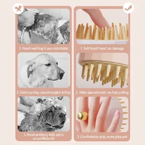 Multi-functional silicone pet bath massage brush with soft bristles for cats and dogs