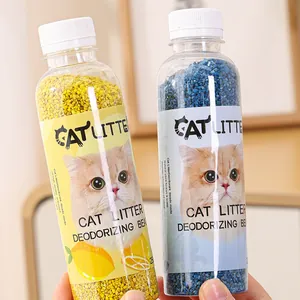 Effective cat litter deodorizing beads in yellow and blue granular scents for freshness
