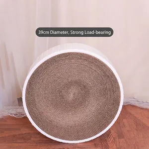 Large 39cm diameter corrugated paper round cat scratcher nest for claw grinding