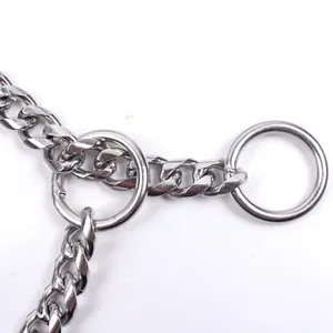 Heavy duty stainless steel training P-chain collar for dogs featuring seamless welded rings