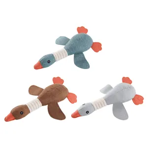 Set aus drei strapazierfähigen Plüsch-Enten-Hundespielzeugen aus Segeltuch, drei Farben.