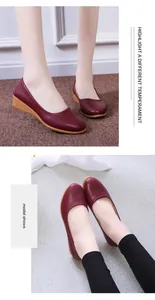 Detail view of burgundy leather loafers for women with comfortable soft sole design