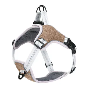 Reflective adjustable Oxford cloth dog harness vest with breathable mesh lining