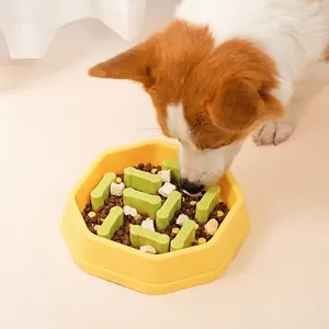 Einstellbarer Haustier Slow Feeder Napf Für Hunde Katzen Anti-Ersticken Sechseck Kunststoff Langsamer Futternapf Mit Abnehmbaren Säulen