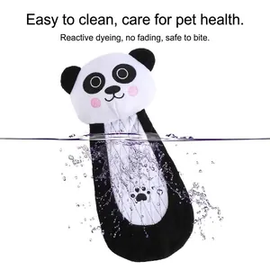 Washable plush panda dog squeaky toy made from durable non-fading material for pet play