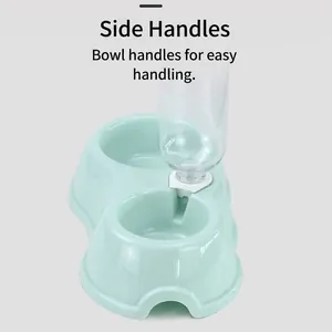 Dispensador automático de agua de 500 ml y juego de cuencos dobles para gatos verde