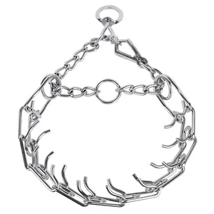 Verstellbares Haustier Hundetraining Stachelhalsband Metall Eisen Zinklegierung Würgekette Mit Sicherheits Gummikappen Fischschwanz Clip Korrekturwerkzeug