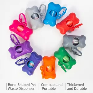 Portable Bone Shaped Pet Poop Bag Dispenser With Hook For Outdoor Walking Dog Waste Bag Holder Dispenser Pet Supplies