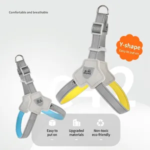Harnais pour Chien Réfléchissant Anti Traction Gilet de Compagnie en Maille Respirante Réglable en Polyester Rembourré