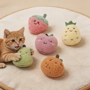 Pluche Kattekruid Speeltje Schattige Fruitvorm Kat Interactief Kauwspeeltje Voor Gebitsreiniging Zacht Knuffel Fruit Speelgoed