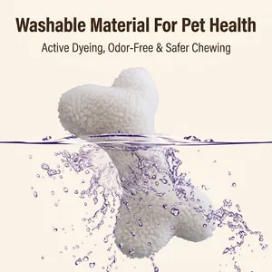 Jouet pour chien en forme d'os en sherpa blanc lavable avec couineur pour animaux domestiques