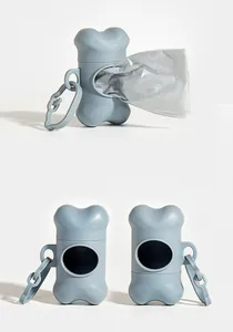 Bone-shaped dog waste bag dispenser for portable pet cleanup outdoors