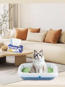 Heavy duty drawstring cat litter box liner bags shown in a cozy living room scene