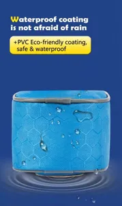 Makroansicht der wasserdichten PVC-Beschichtung auf dem blauen Hundekotbeutelhalter