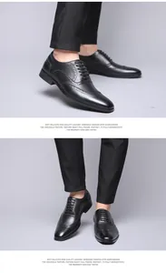 Detailed multi-angle views of classic black men's wingtip Brogue dress shoes.