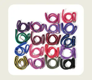 Variété de couleurs pour laisses de chien en nylon tressé à huit brins en grille.