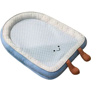 Cooling summer pet bed for dogs and cats with cute smiley face and breathable ice mat
